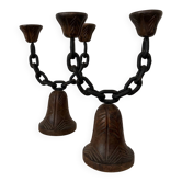 Paire de chandeliers brutalistes