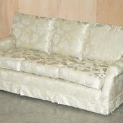 Pair of Howard & Son's style sofas in floral patterned silk blend.