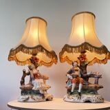 Pair Italian porcelain table lamps by Capodimonte