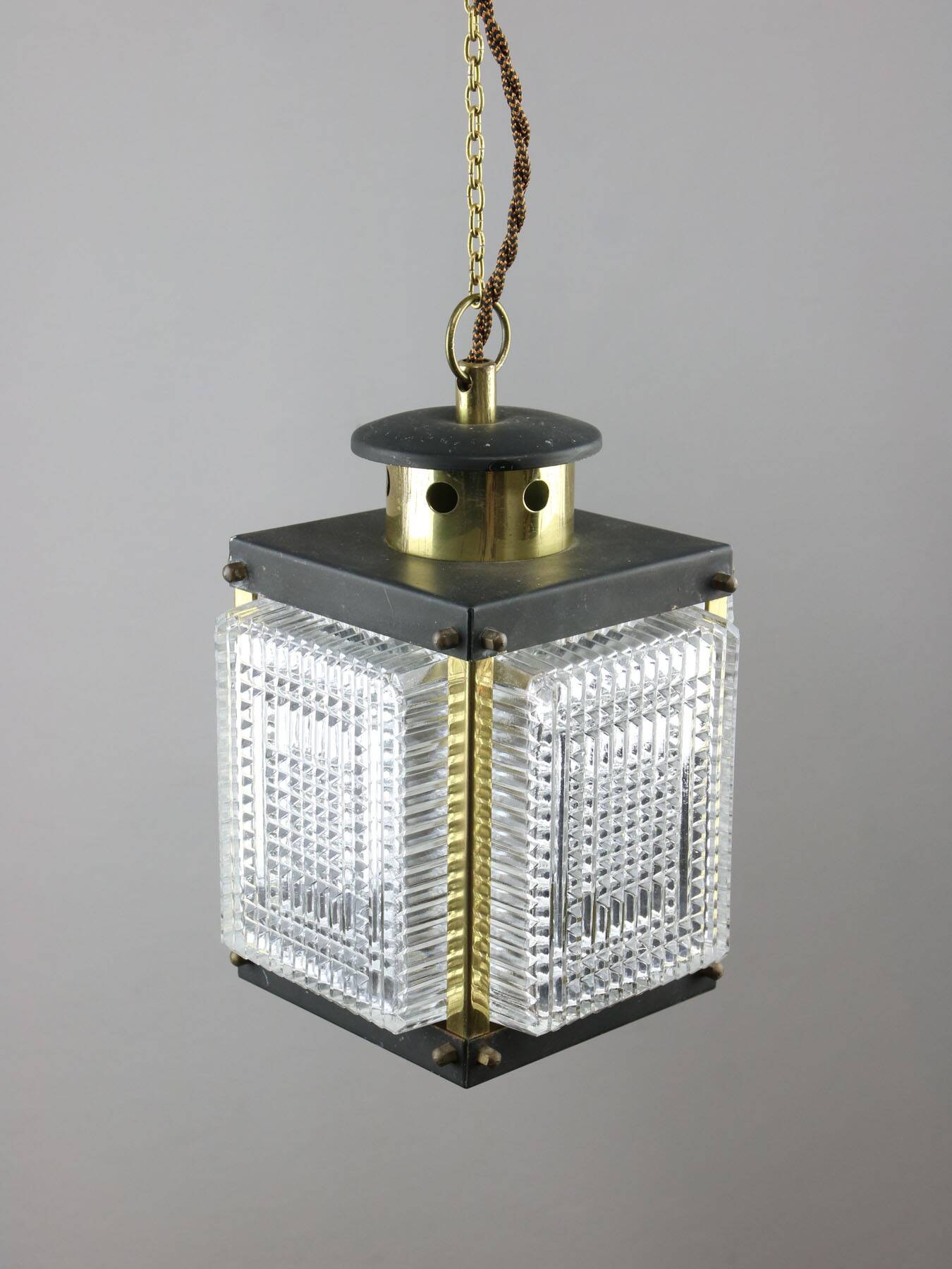 Vintage Italian Brass and Glass Lantern