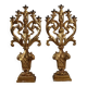 Paire de candélabres anciens en bois sculpté et doré, 5 lumières, XVIIIe siècle