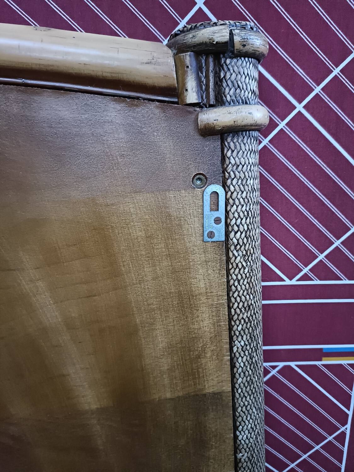 Vintage bamboo and cane wall mirror, beveled glass