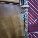 Vintage bamboo and cane wall mirror, beveled glass