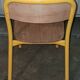 Pair of school chairs, wood and yellow metal, industrial decor.
