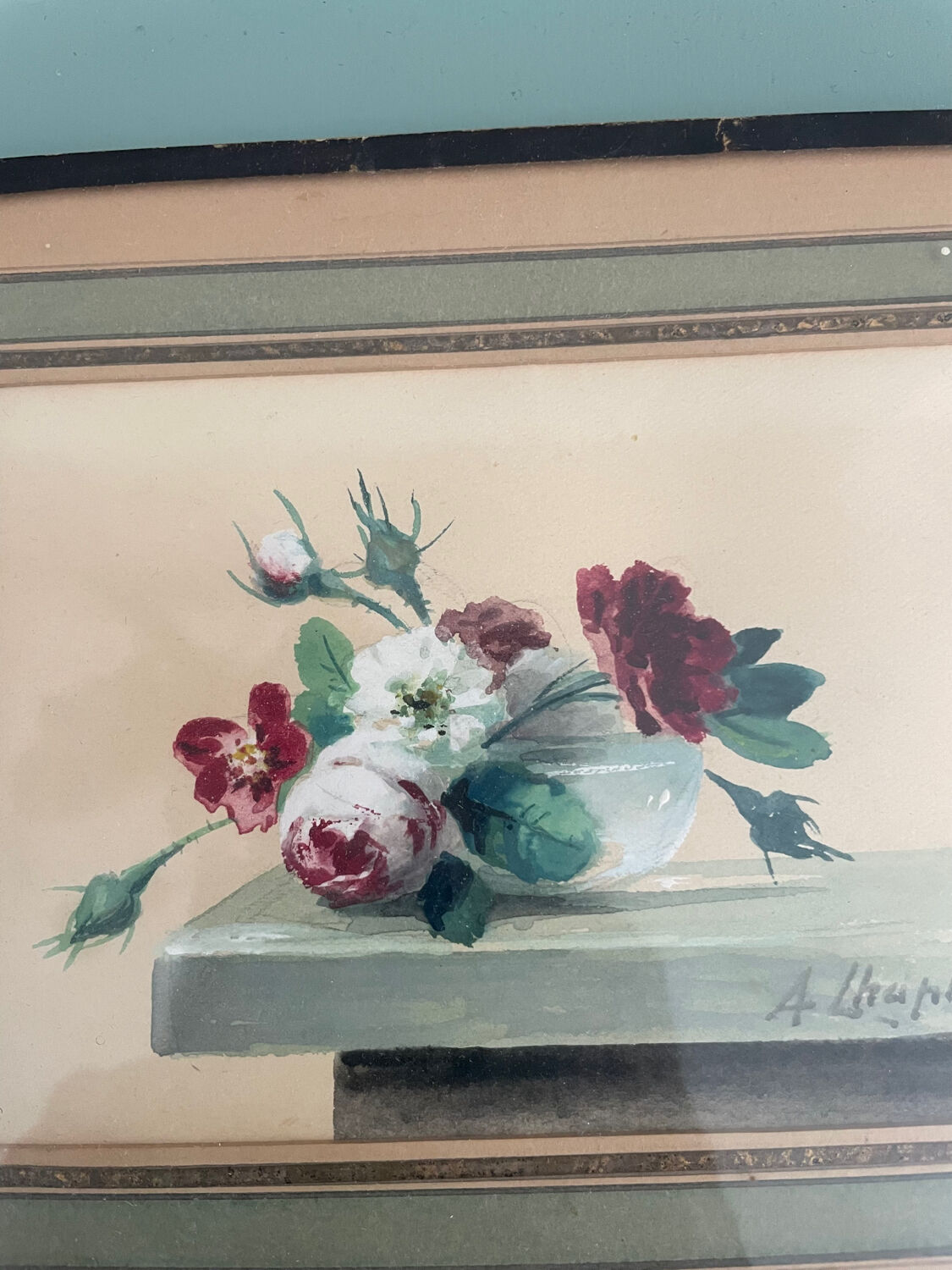 Arthur Chaplin watercolour painting still life bouquet of flowers