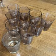 Biot 20th century: series of 10 bubbled glass lemonade glasses signed with orange-brown reflections