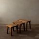 Brutalist Solid Oak Nesting Tables (Set of 3) – Dutch 1970s