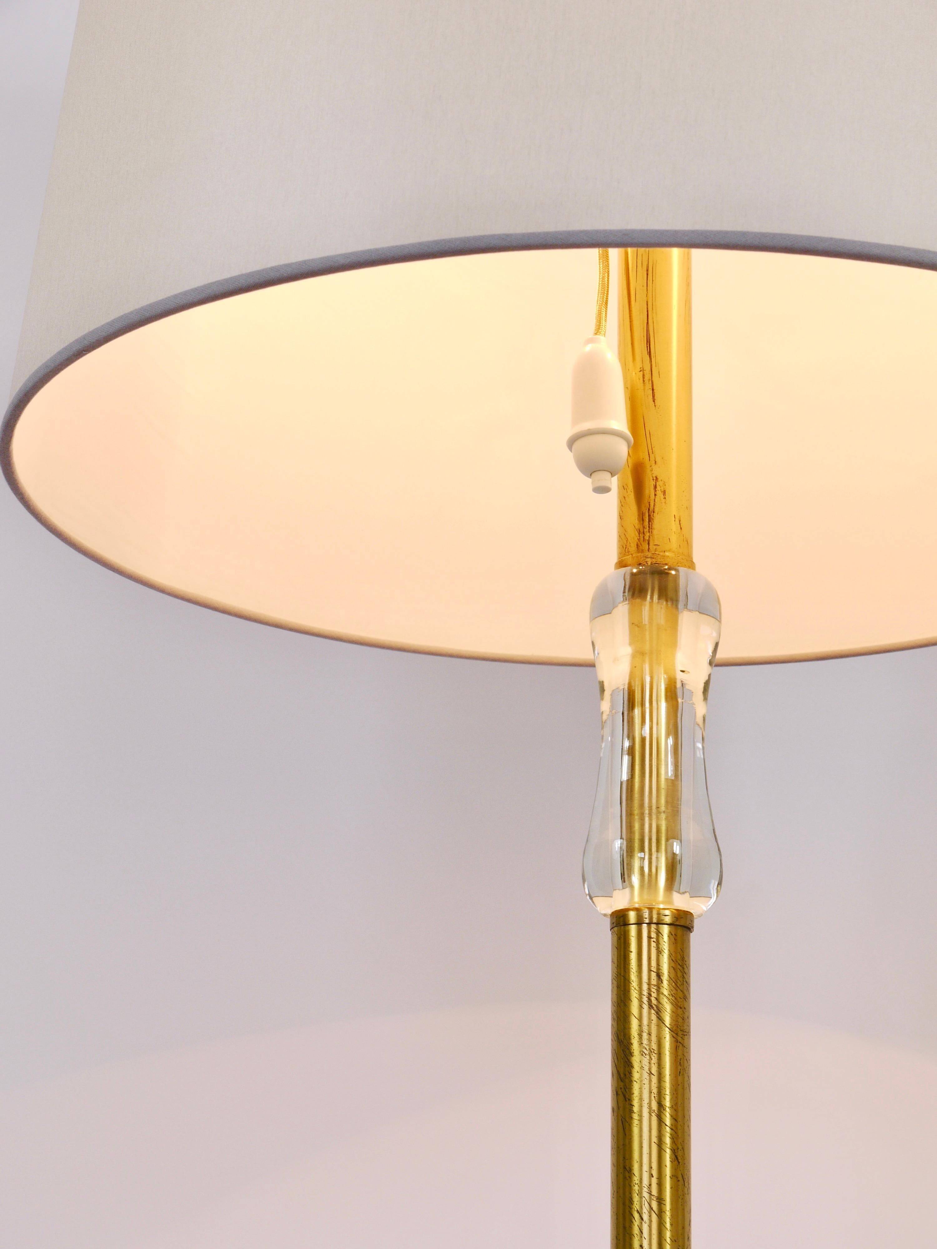 Bakalowits floor lamp from Vienna in solid brass with a glass handle, Austria, 1950s.