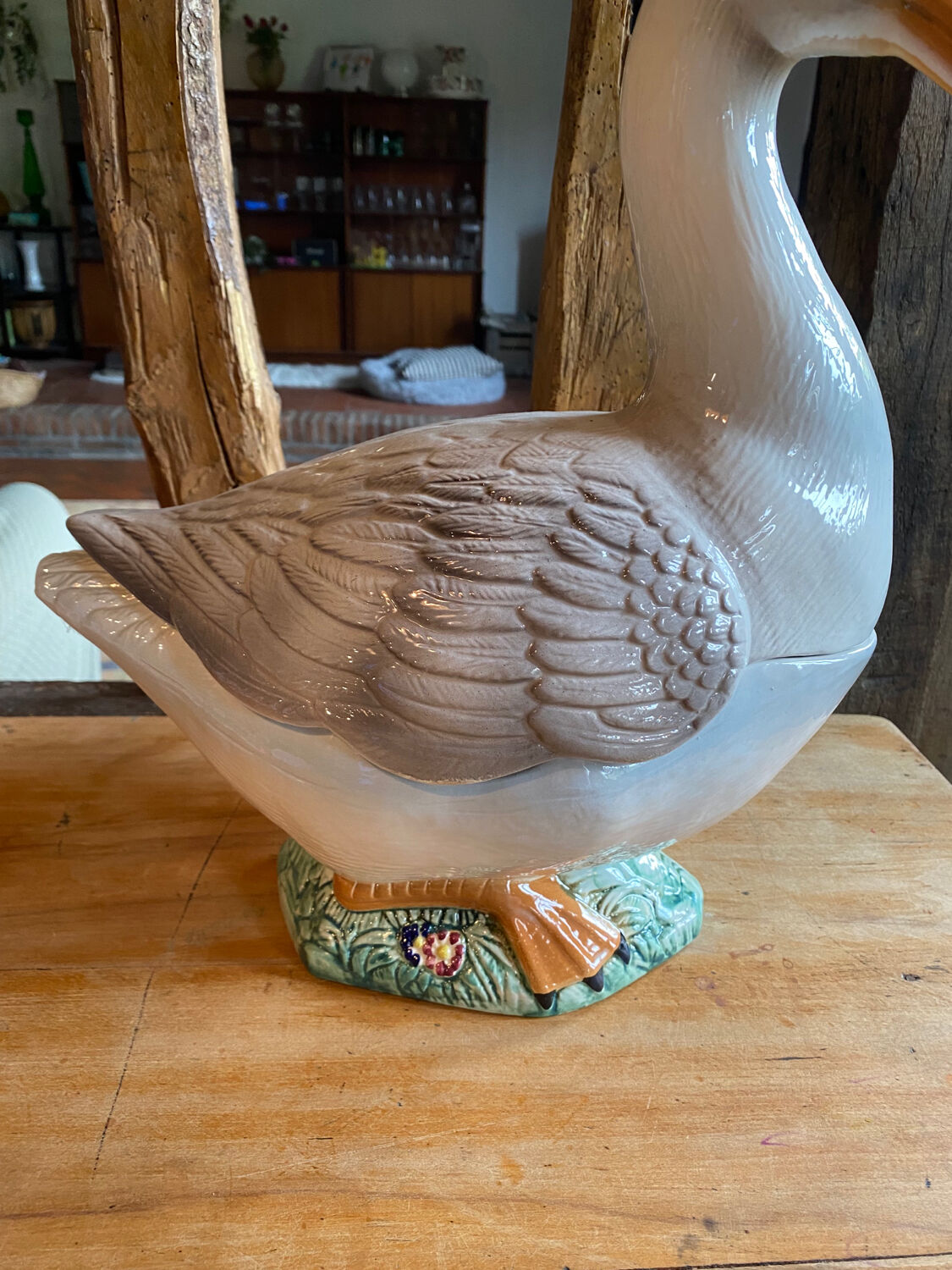 Old soup tureen in the shape of a goose