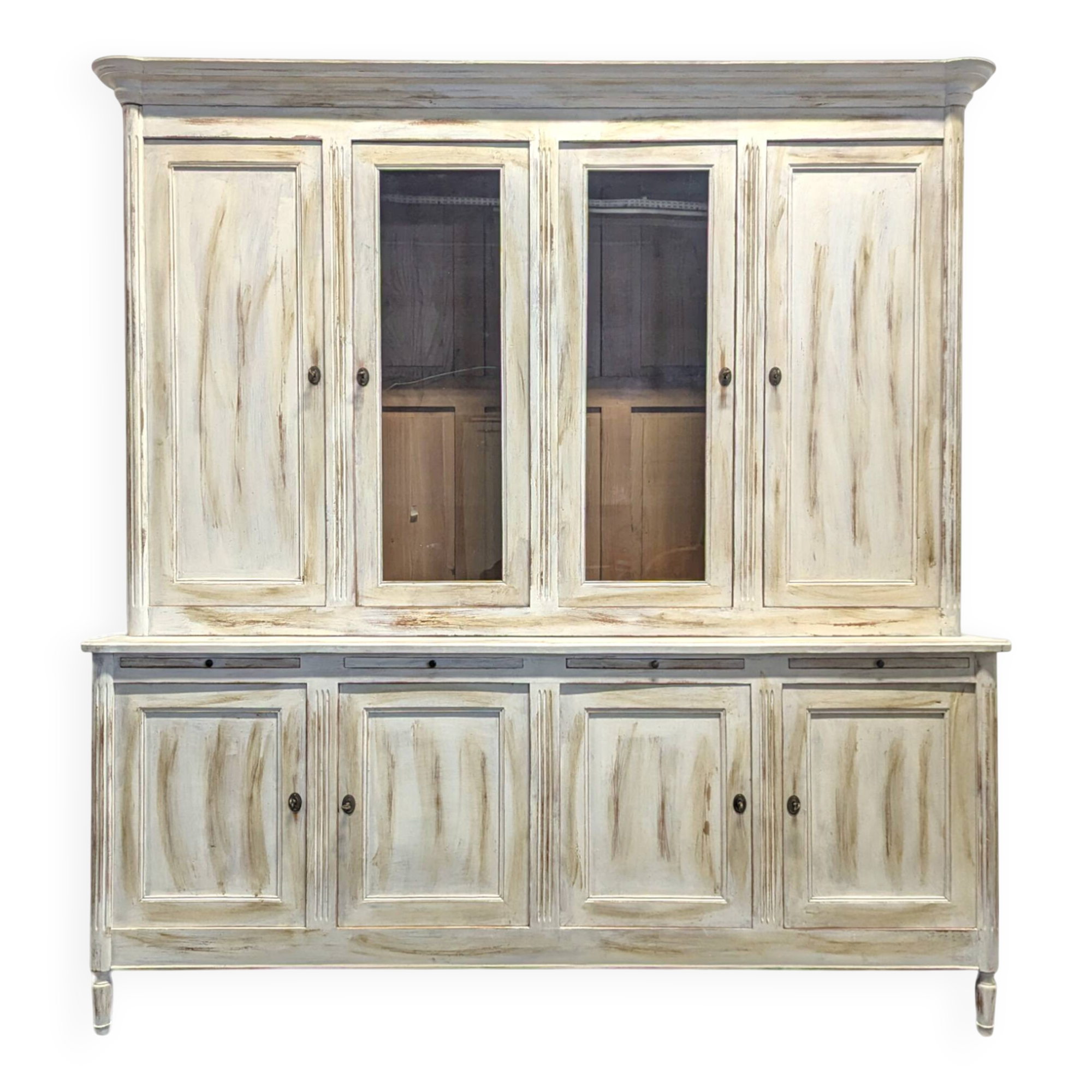 Buffet 2 corps de style Louis XVI patiné