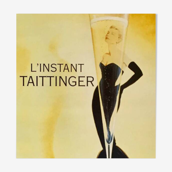 Affiche original  Champagne L'instant Taittinger par Grace Kelly 1980 - Grand  Format - On linen