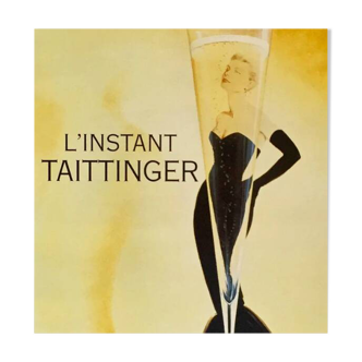 Affiche original  Champagne L'instant Taittinger par Grace Kelly 1980 - Grand  Format - On linen