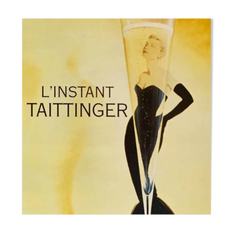 Original poster Champagne L'instant Taittinger by Grace Kelly 1980 - Large Format - On linen