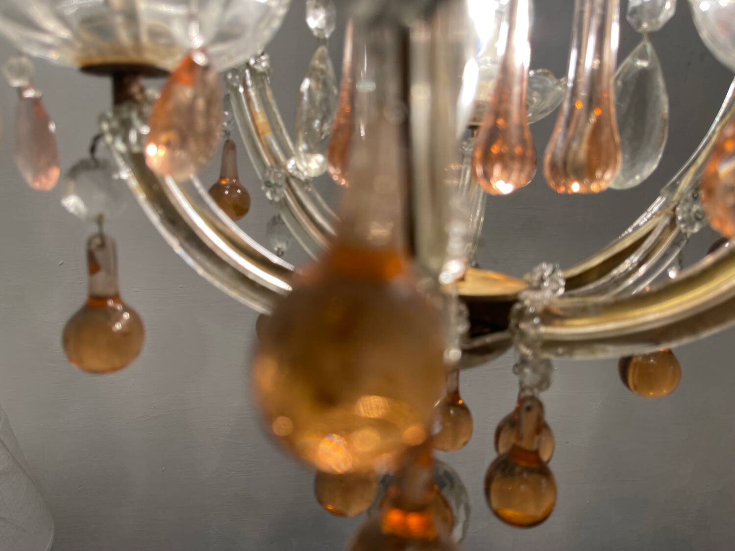 Pink Murano glass tear drop chandelier 1950’s