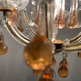 Lustre en forme de larme en verre de Murano rose des années 1950