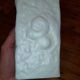 Small vintage Italian square vase, in white ceramic, fossil decoration