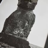 Vintage framed silver print, Moai of Easter Island, ethnological mission from 1970