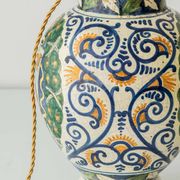 Table lamp in ceramic, Italian Renaissance, Cantagalli style, circa 1880-1900.