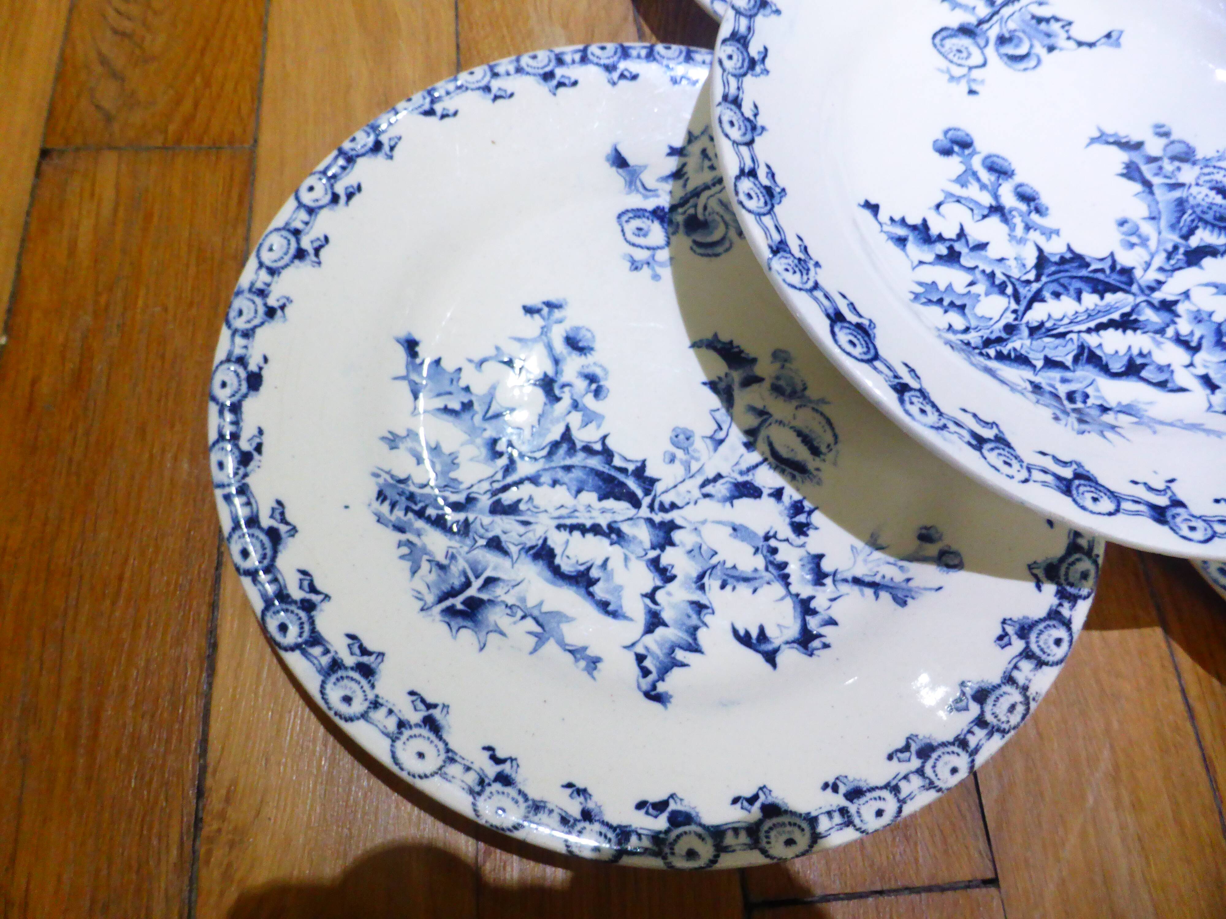 4 Gien flat plates, Chardons service 1