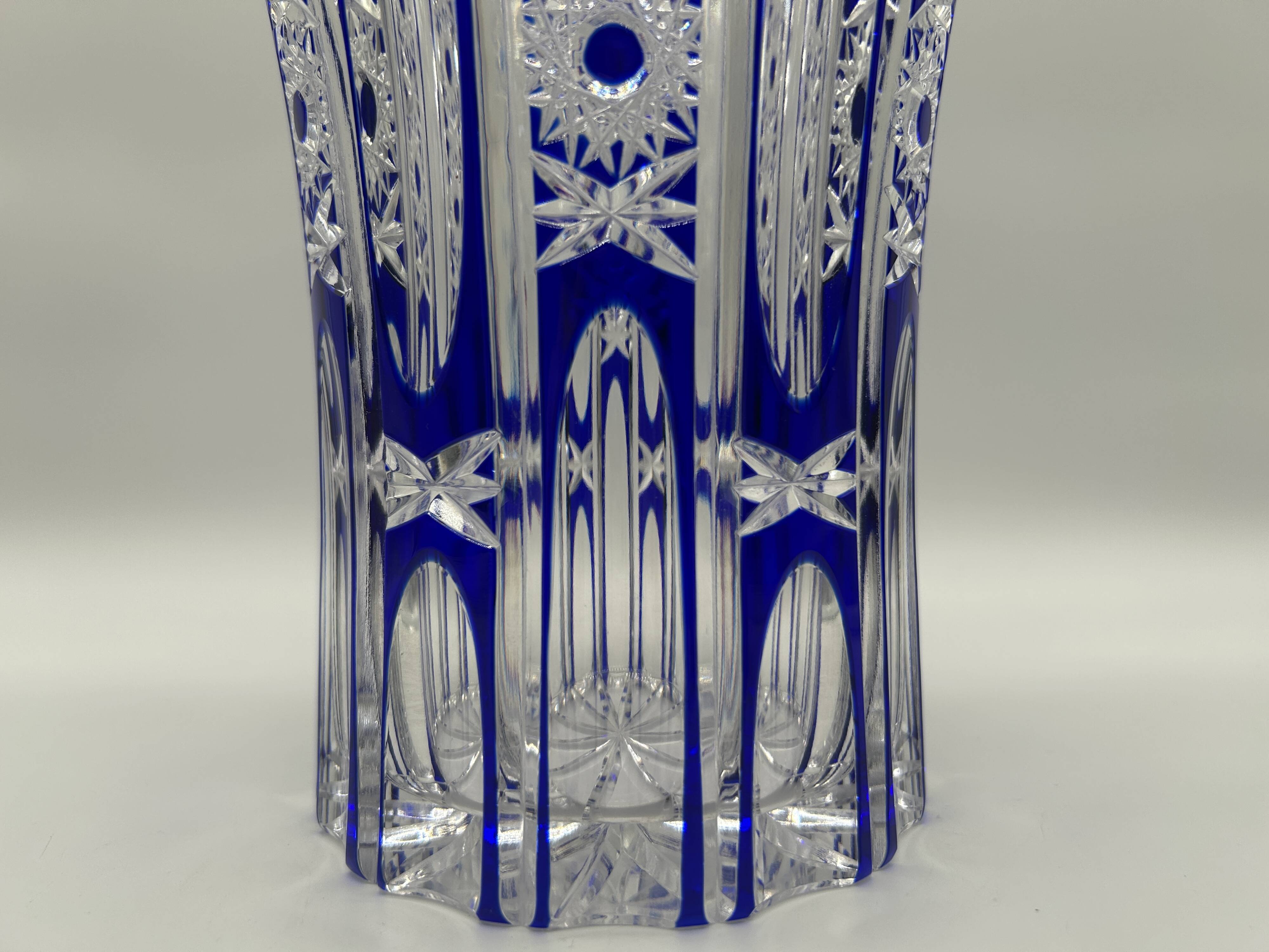 Superb richly cut Bohemian crystal vase