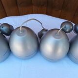 4 space age grey metal pendant lights