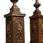 Pair of very large torchères – Terracotta and gilded wood