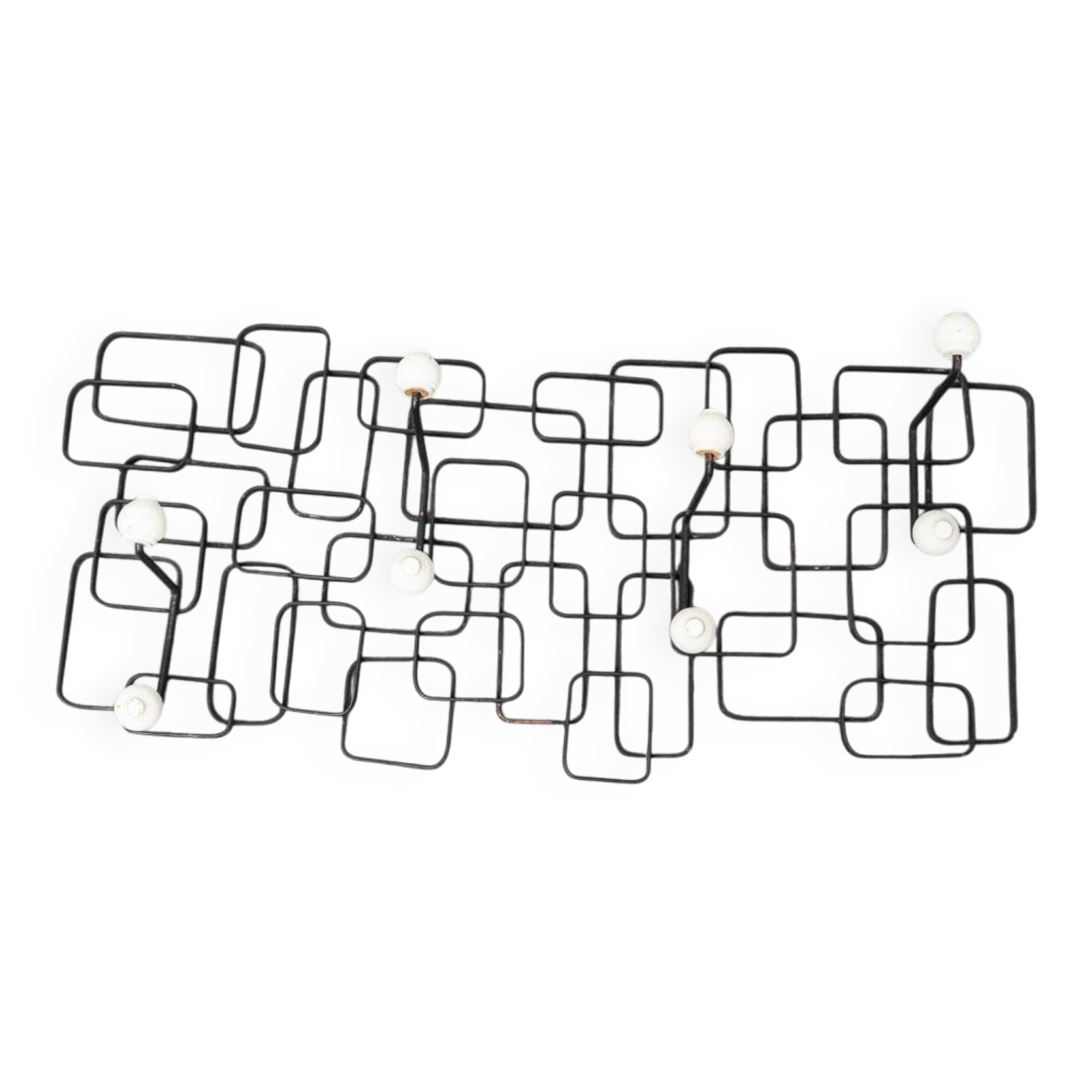 Vintage wall coat rack in metal, 1970s modernist