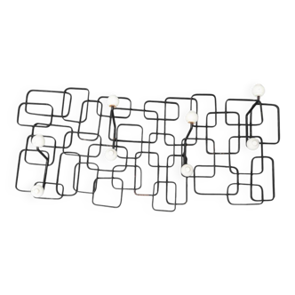 Vintage wall coat rack in metal, 1970s modernist