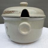 Soup or vinegar sarreguemines morzine 1970 gray floral decoration brown