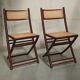 Chaises pliantes en bois et cannage, 80's