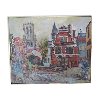 Peinture sur toile représentant Bruges