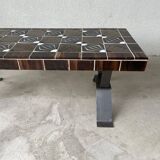 Table basse faïence et fer forgé mid century