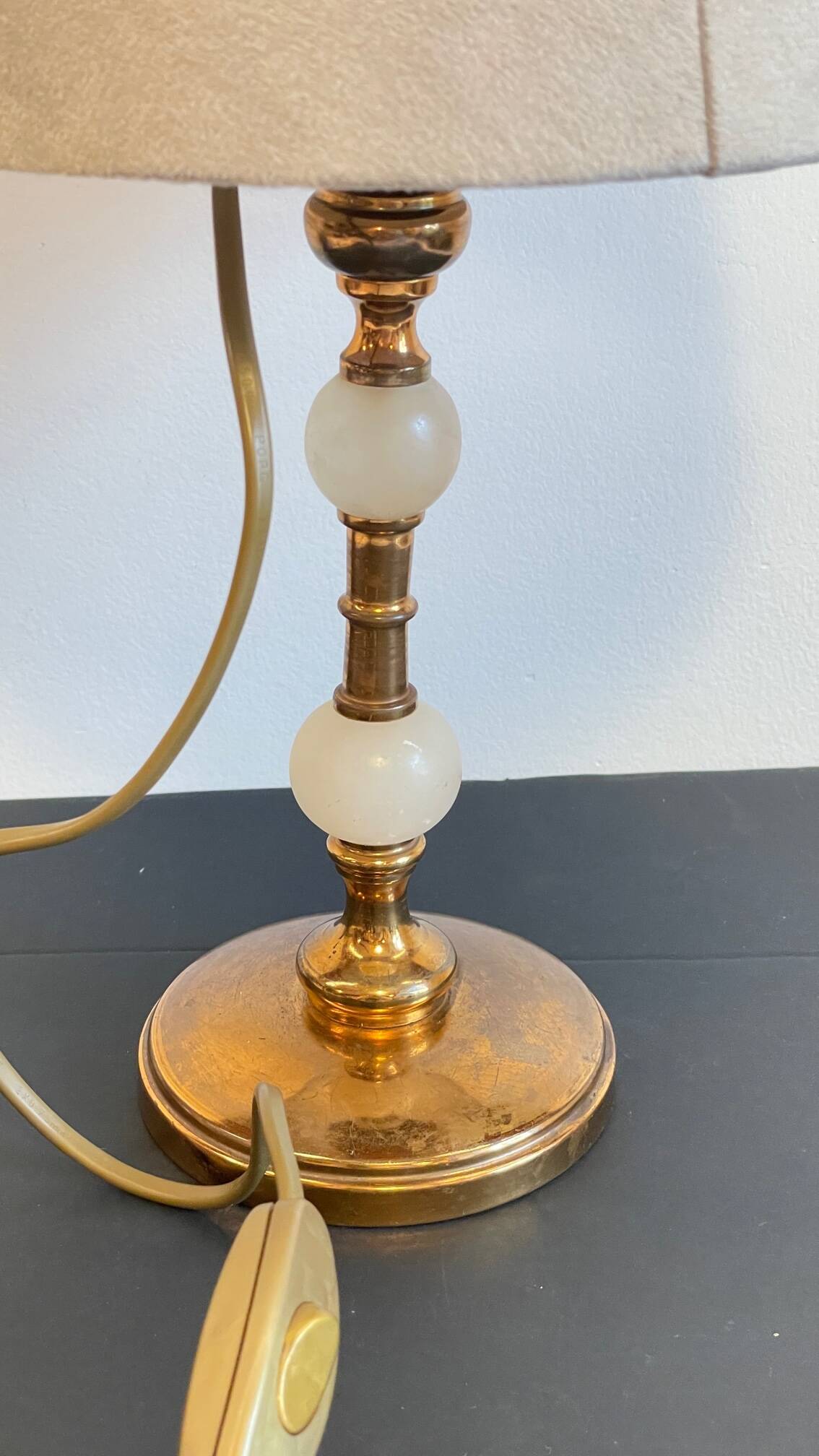 Vintage marble and velvet metal lamp