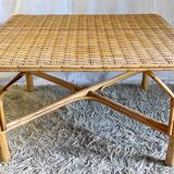 Rattan coffee table, 60s-70s
