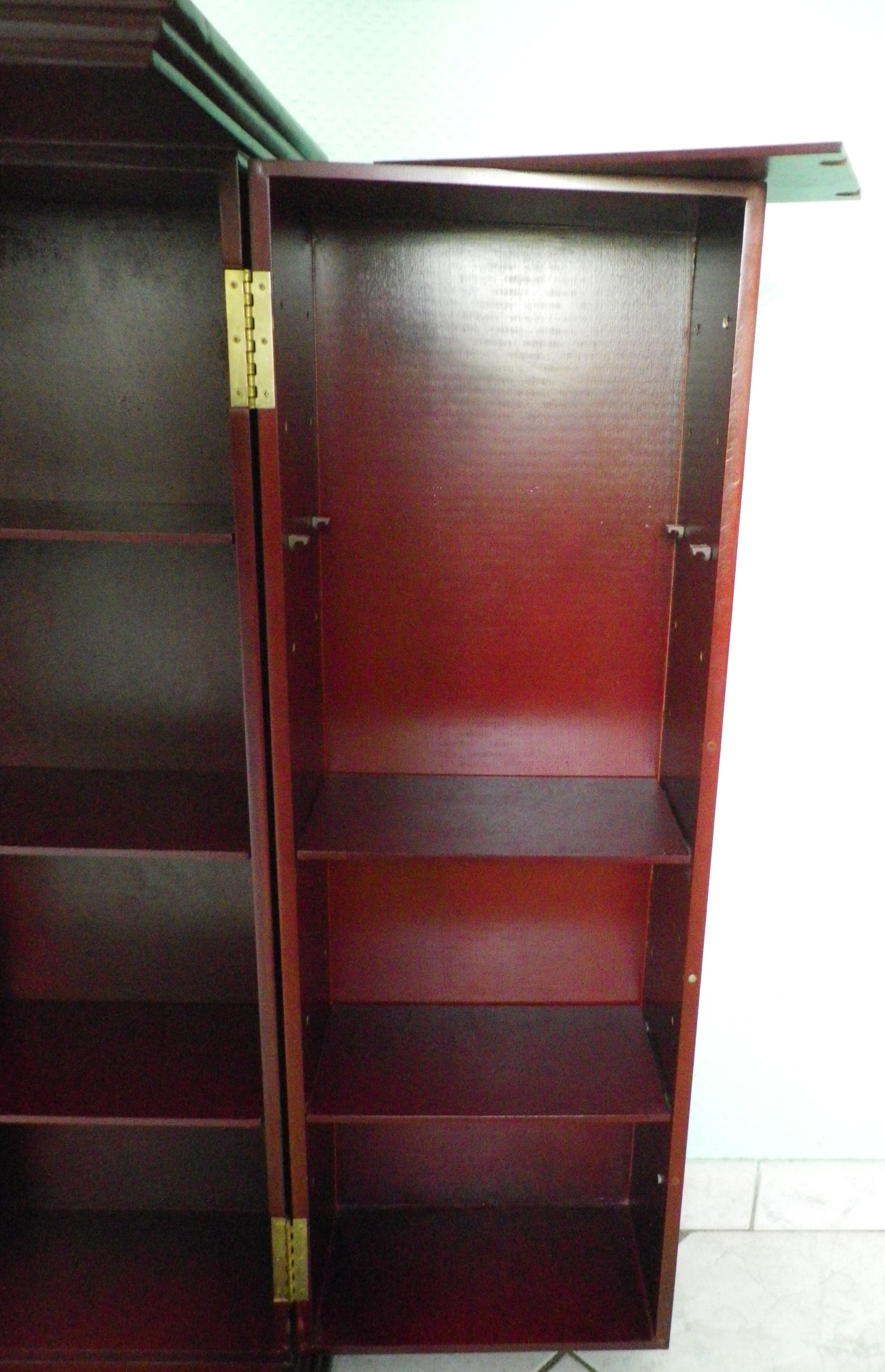 Wooden extra cabinet (selette), 2 interior storage spaces with 6 modular shelves