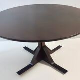 Vintage round ebonized walnut dining table mod. 522 by g. frattini for bernini