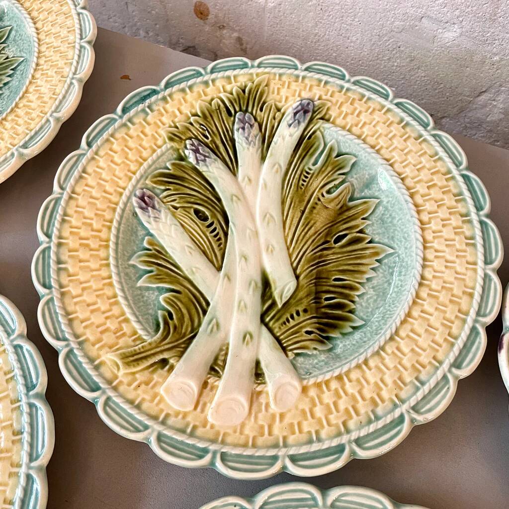 Set of 6 Salins earthenware asparagus plates