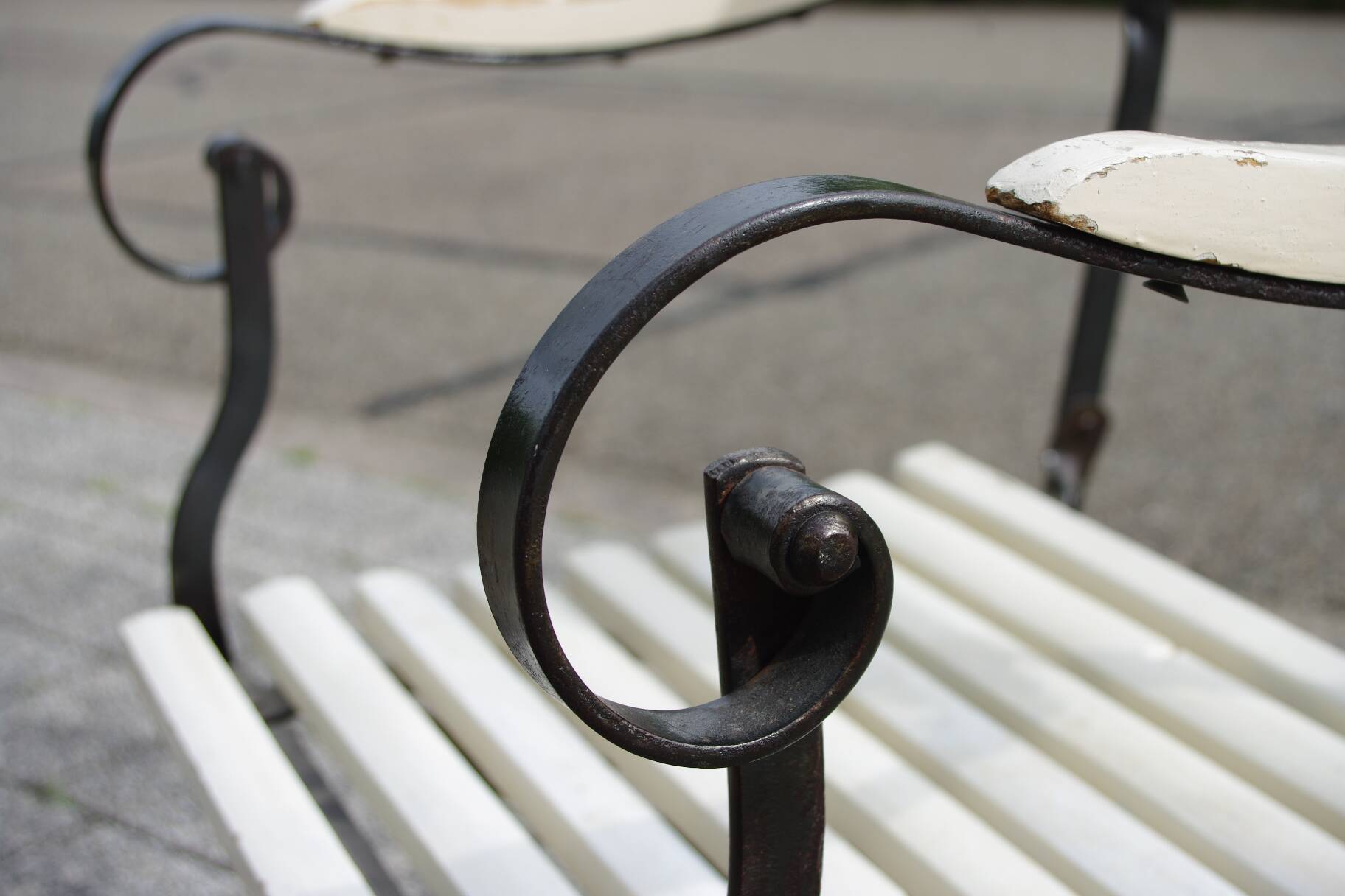 Vintage wrought iron folding garden armchair 1930