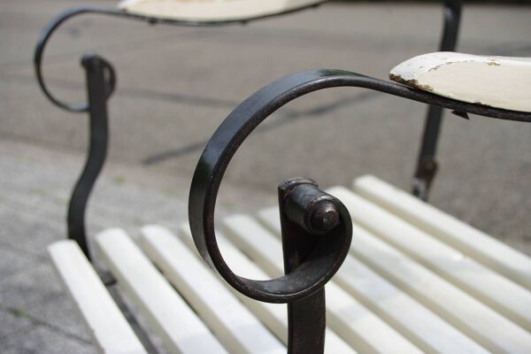 Fauteuil de jardin pliant vintage en fer forgé 1930
