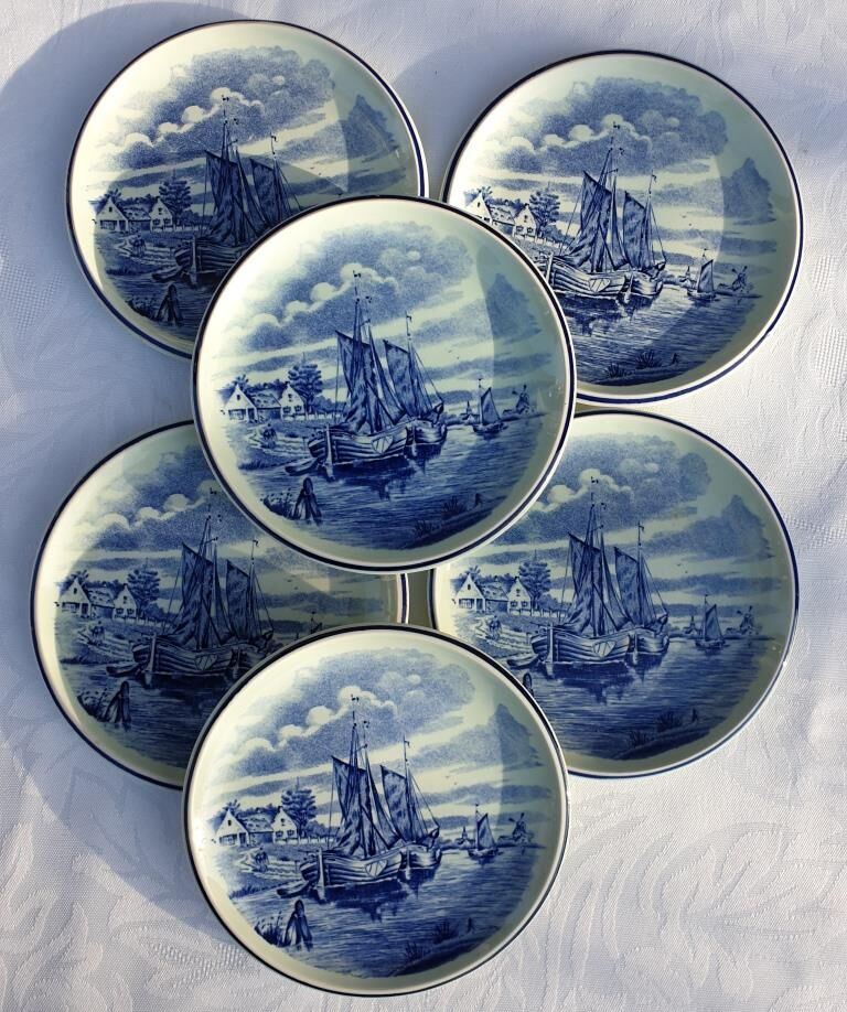Set 6 plates Delfts for Royal Sphinx Holland by Boch Belgium