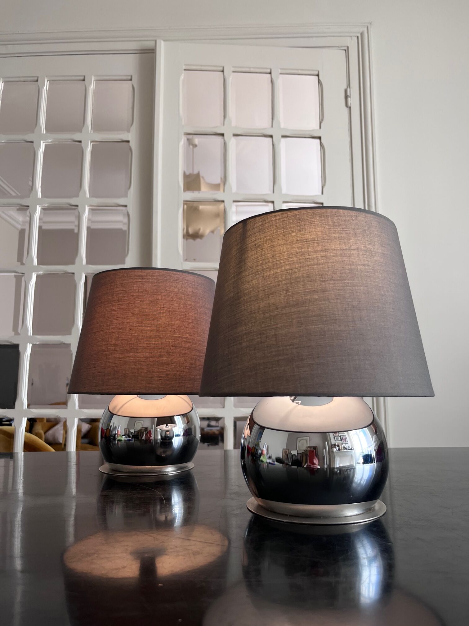 Pair of chrome lamps 1970
