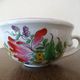 Kg luneville "street lamp" 2 breakfast cups for coffee or tea, earthenware, hand-painted flowers.