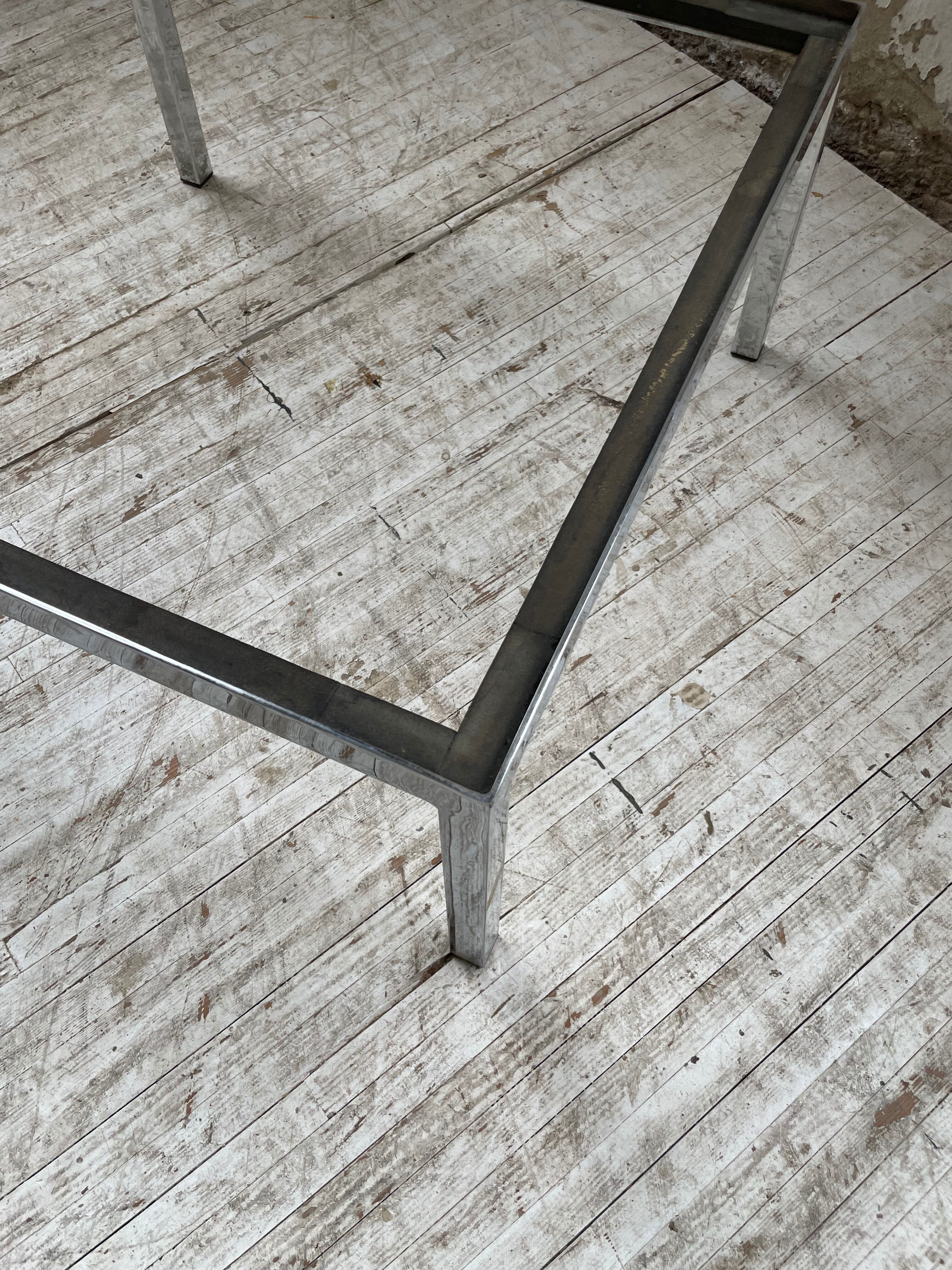 Walnut and modernist chrome coffee table