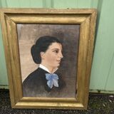 Tableau XIX portrait de femme cadre bois doré