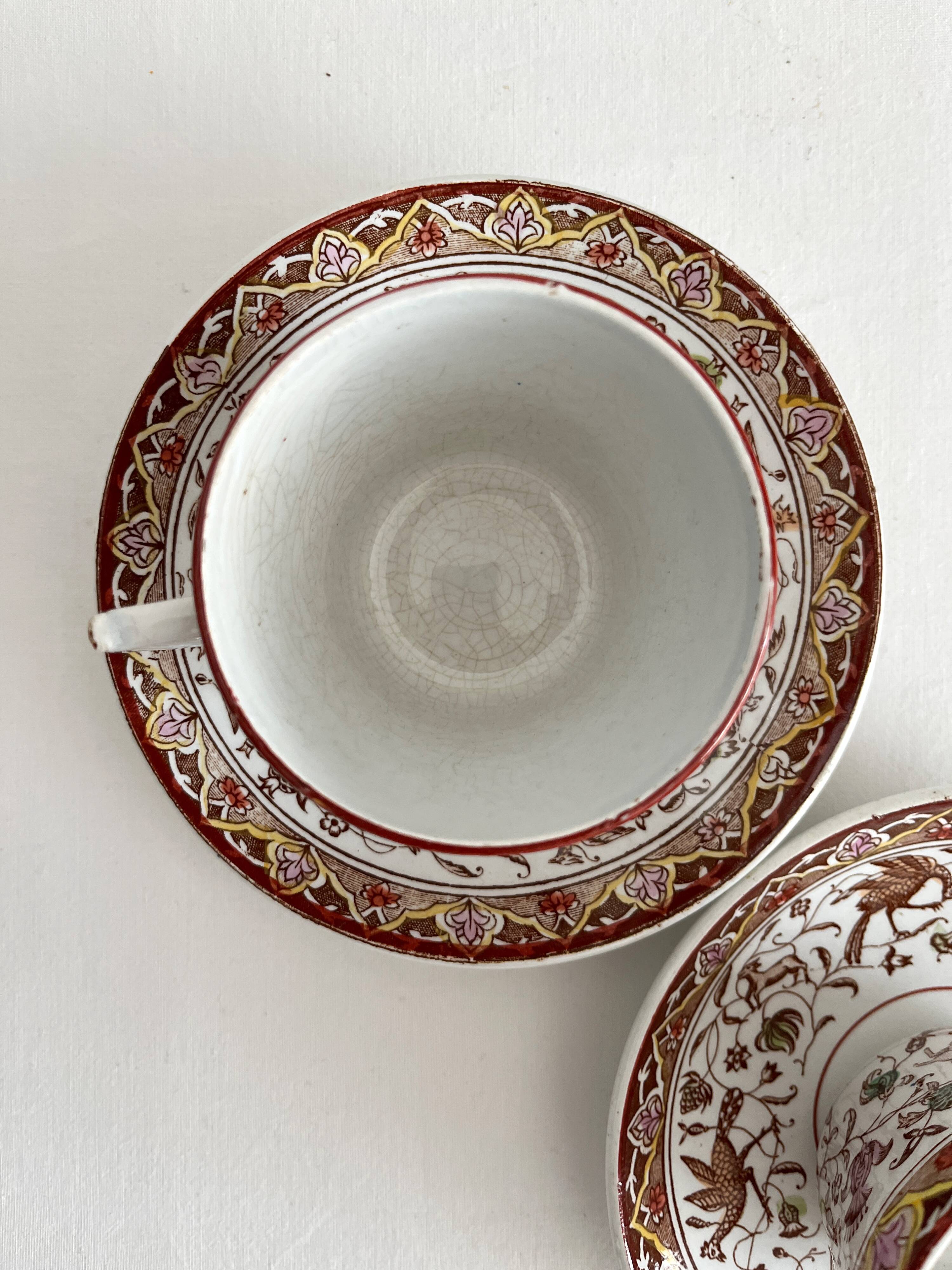 2 polychrome ironstone coffee cups Choisy le Roi