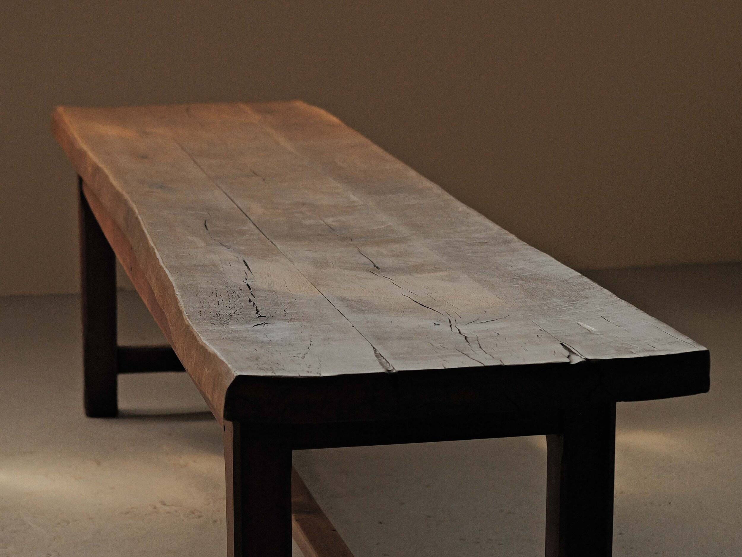 Large solid wood table, handcrafted.