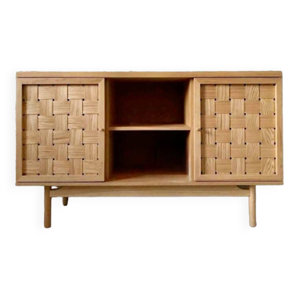 Buffet 2 portes chêne tressé, lupin chêne