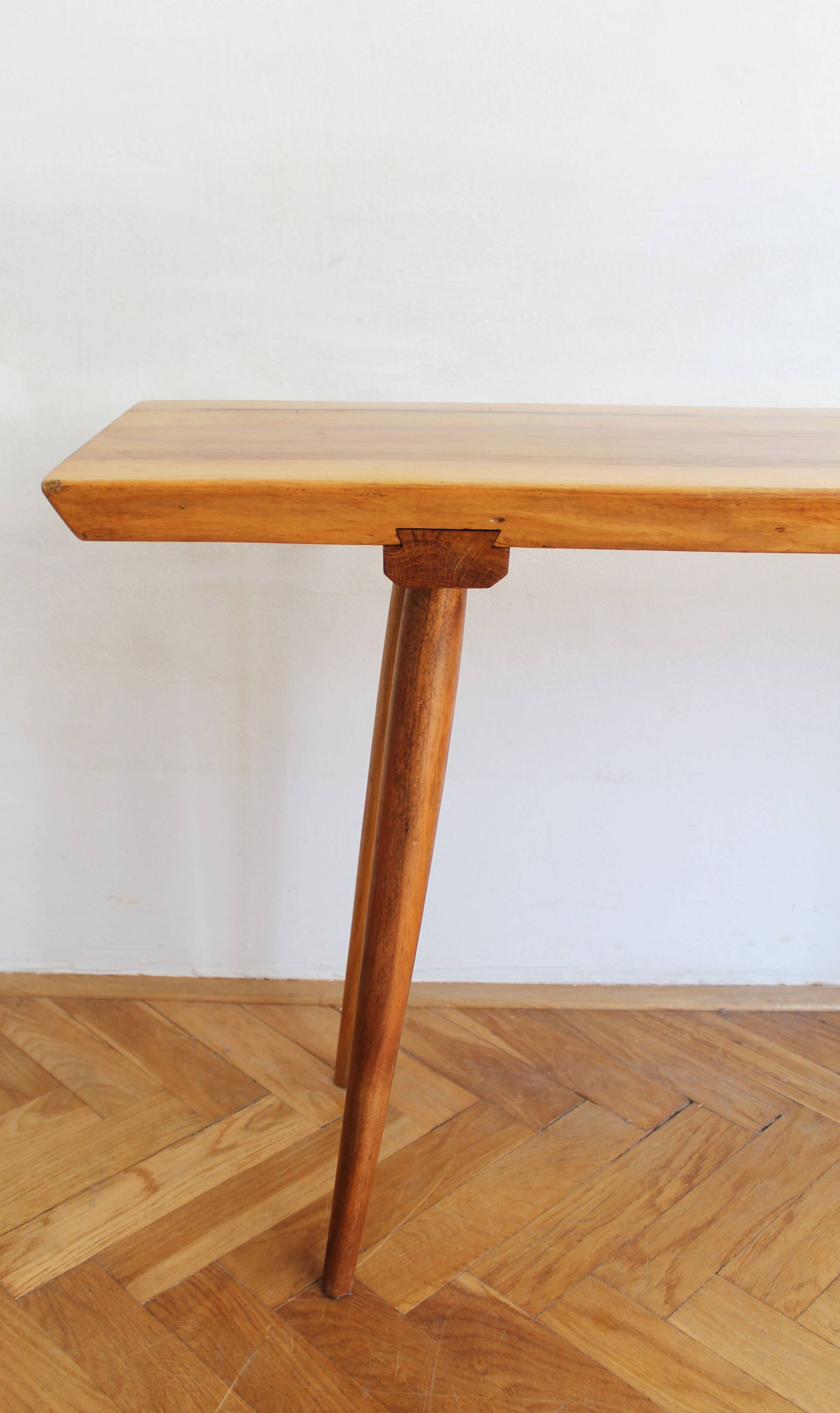 1960s Organic Solid Oak Side Table