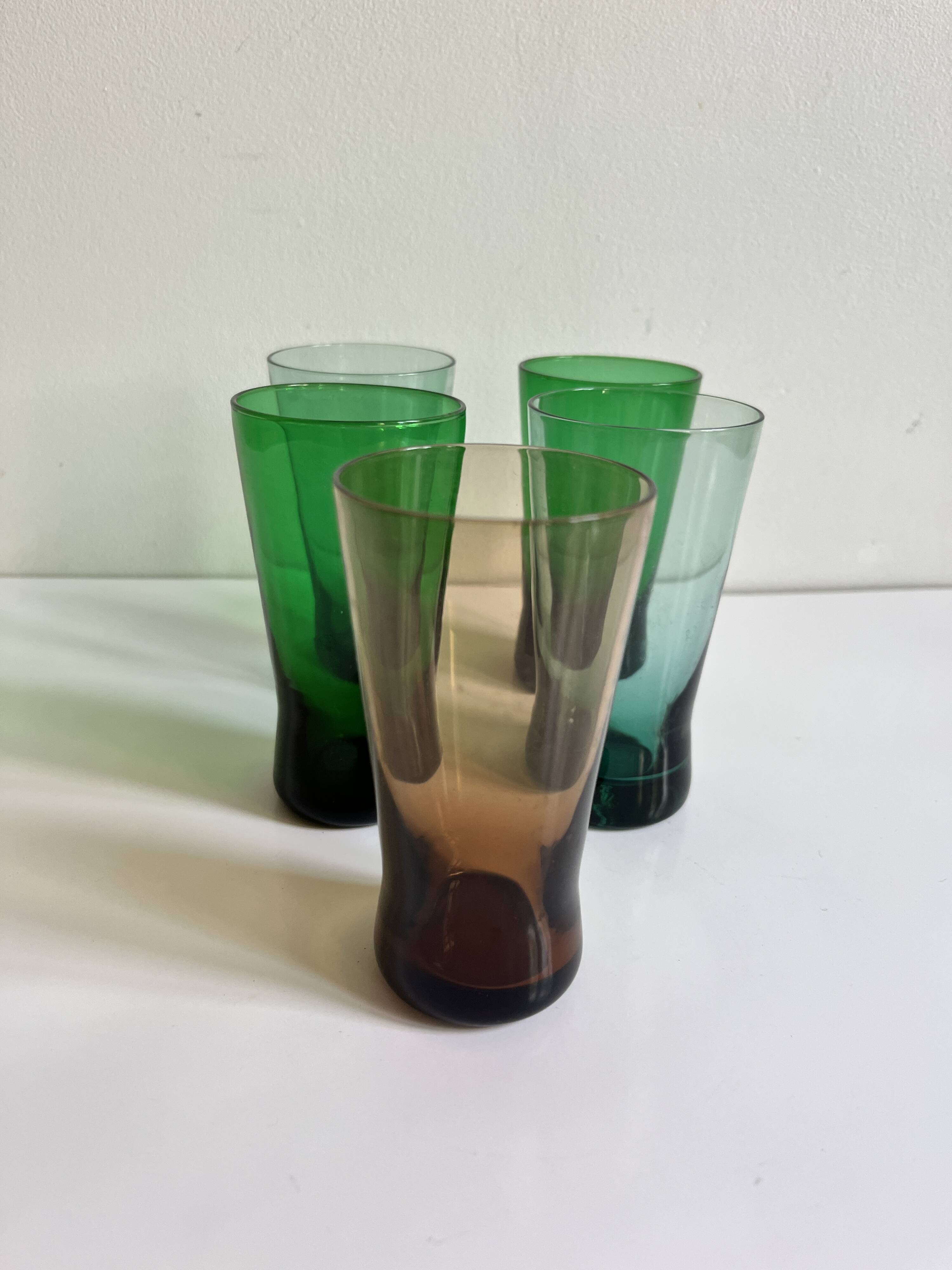 5 aperitif glasses 1960