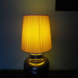 Living room mood lamp, silver metal base, wooden base, pleated lampshade